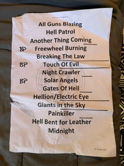 Judas Priest Set List