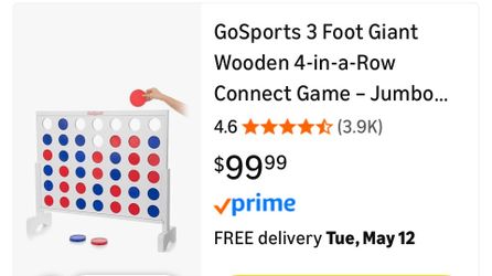 GoSports 3 Foot Giant Wooden 4-in-a-Row Connect Game