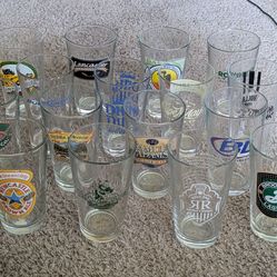 Lot of 16 Vintage Advertising Beer Glasses