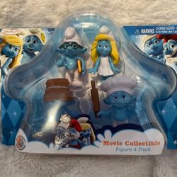The Smurfs Brainy Smurfette Movie Collectible Figure 4-Pack 2013 New