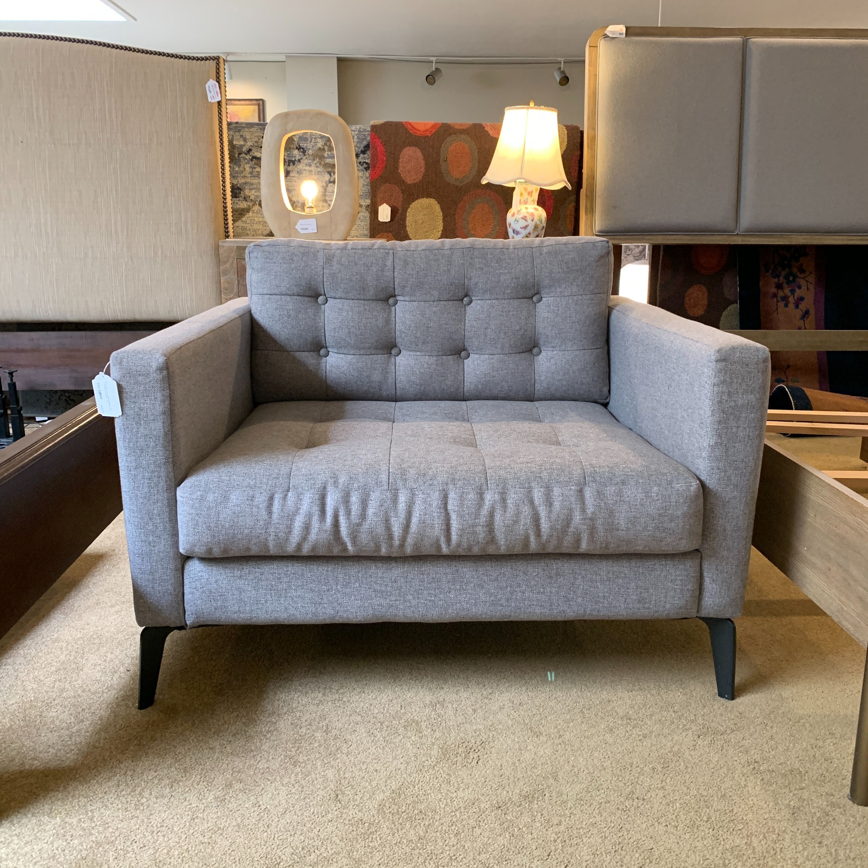 Joybird Grey MCM Style Low Profile Armchair