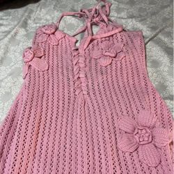  Pink Flowery Knit Jumpsuit – Size L