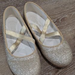 Girls Dress Shoes, Glitter Shoes for Girls, Mary Jane Princess Shoes, Elastic Strap Ballet Flats, Wedding Party School Uniform Shoes for Little Kids 