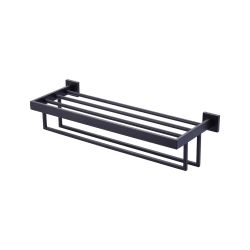 24 in. Wall Mounted Double Towel Bar in Matte Black