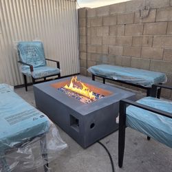 Patio Conversation Set With Fire Pit Table 