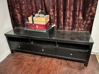 Black Wood TV Stand with Drawers