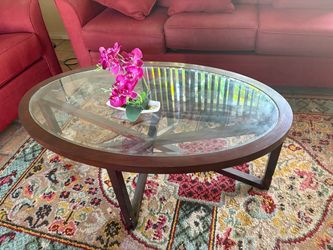 Glass and wood tables