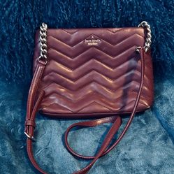 Kate Spade y2k burgundy quilted chevron vegan leather crossbody bag