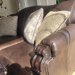 2 Beven Camel Brown Leather Sofas