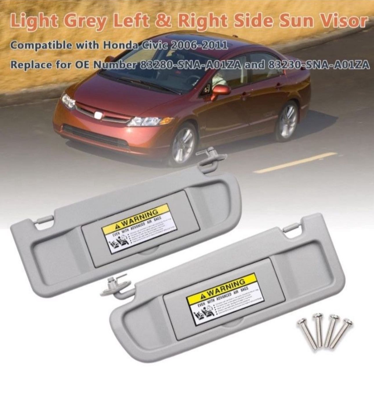 Honda Civic Sun Visors Compatible With 06-2011 Driver + Passenger Brand New In The Box