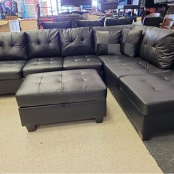 Sectional With Storage Ottoman In Stock For Immidiate Delivery 