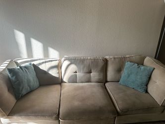 Beige Fabric 3-Seat Sofa