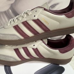 Ad Samba Sneakers – Size 7.5 – Cream/Burgundy