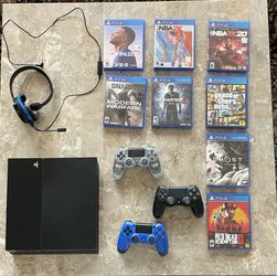 PlayStation 4 First Generation Or Pro With 3 Controllers, Turtle Beach Headset And Games  Thumbnail