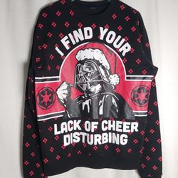 Star Wars Darth Vader Lack Of Cheer Disturbing Lg Adult Christmas Sweatshirt 