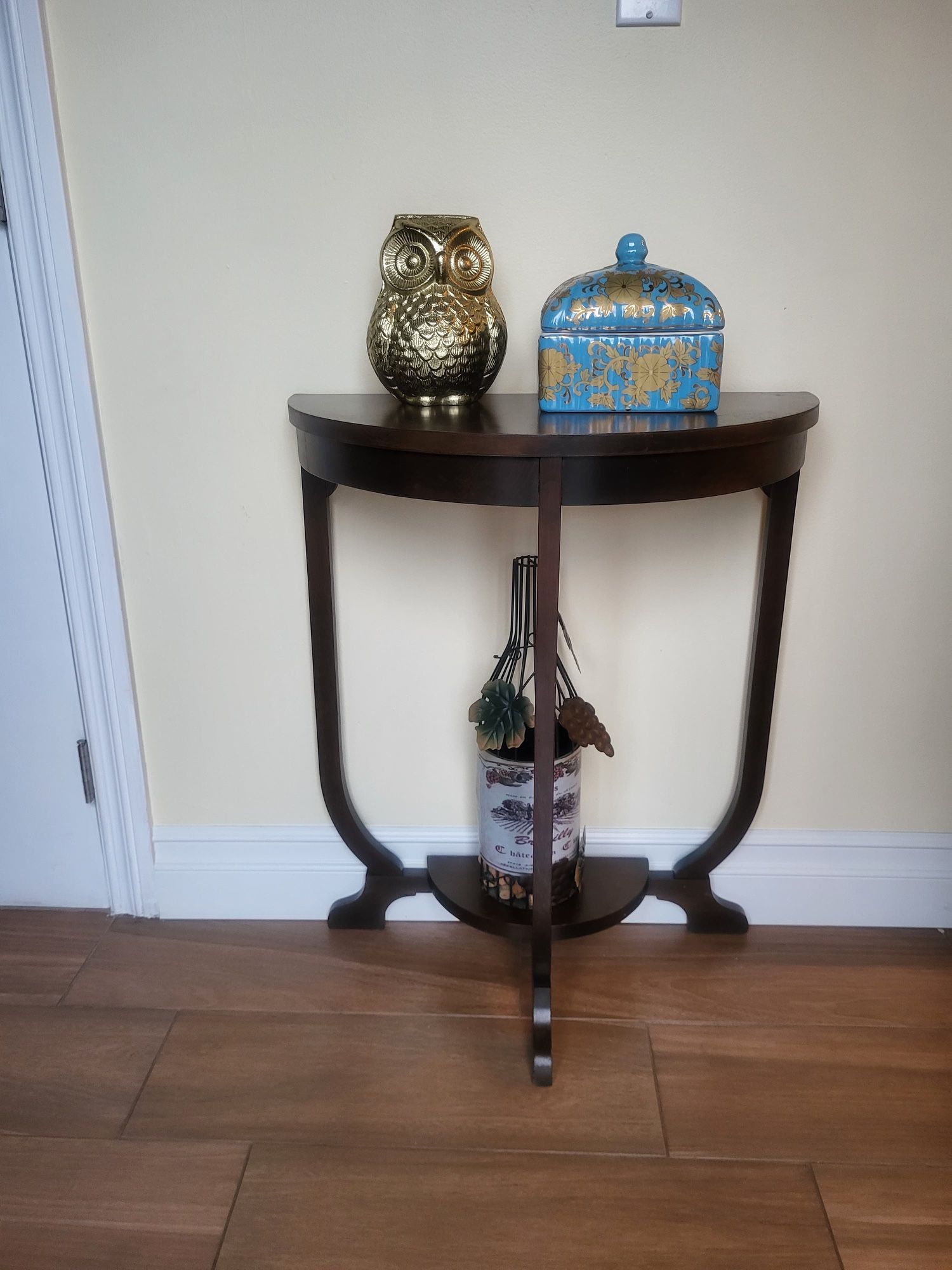 Mid Century Modern Half Moon Mahogany Entry Table