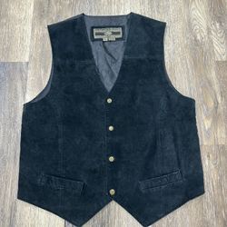 Vtg 90s Members Only Mens XL Distressed Suede Leather Buckle Back Vest 