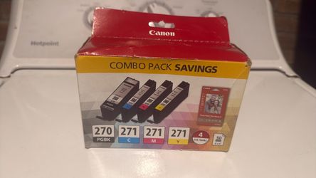 Canon PGI-270/CLI-271 CMY Combo Pack with PP-201 50 Sheet Glossy Paper