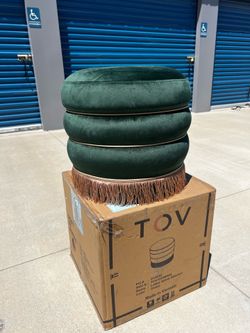 Brand New. TOV Green Velvet Ottoman.$79