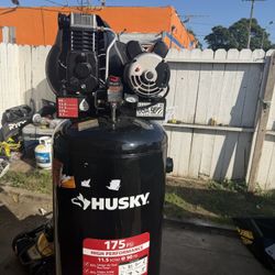 60 Gal. 3.7 HP 1-Phase 175 PSI Oil Lubed Belt Drive Stationary Electric Air Compressor by Husky