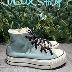 Converse All Star Chuck Taylor Women’s Platform Teal Zebra Print Size 7 Shoes 