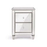 Danielle Silver Clear Mirror Nightstand With 2 Drawers