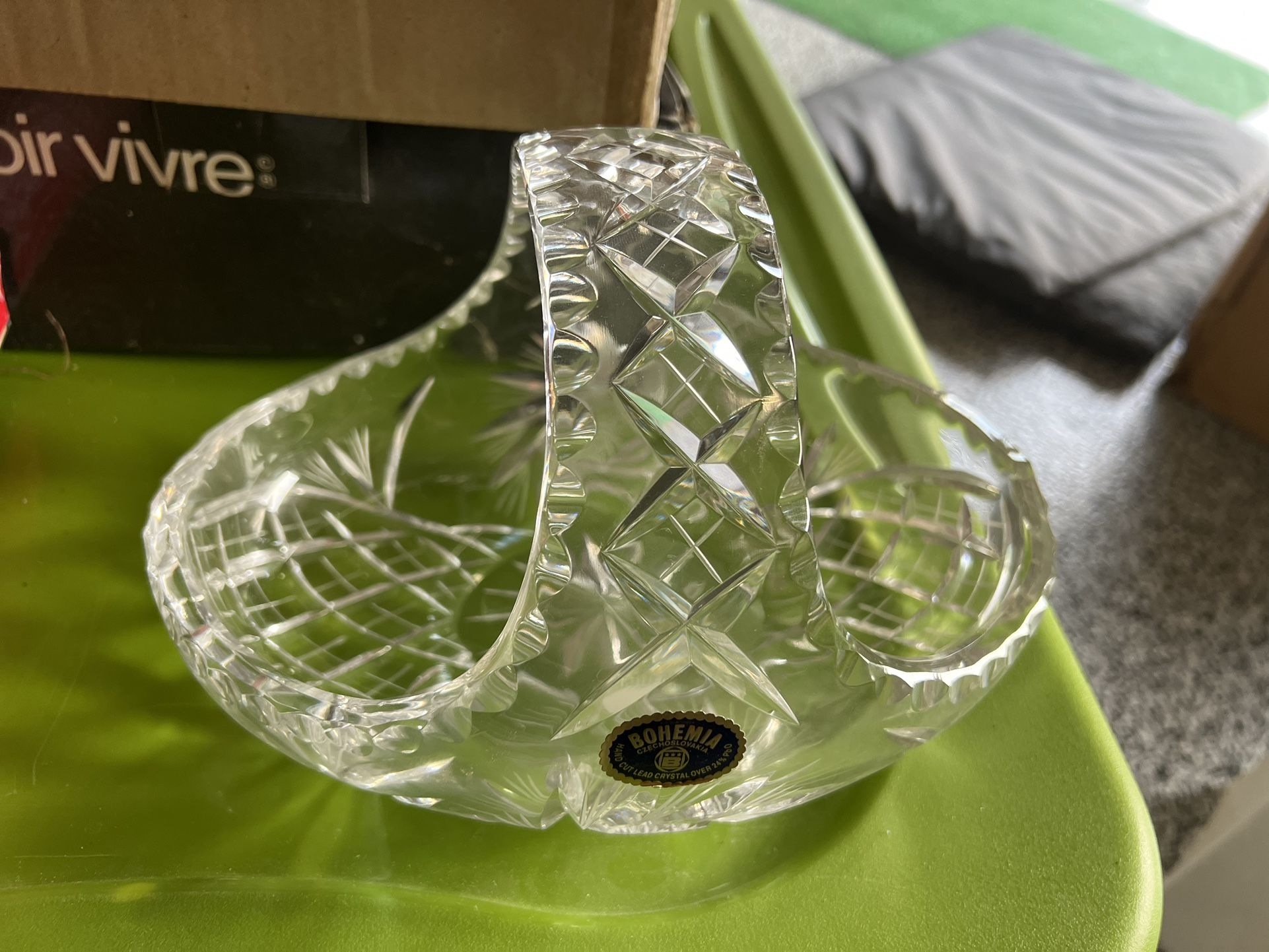 Crystal Boat Tray With Handle