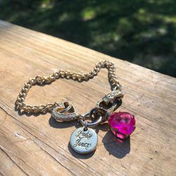 Authentic Juicy Couture Charm Bracelet/Anklet with Authentic Pink Heart Charm.