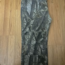 Cropped real tree camo double knee pants