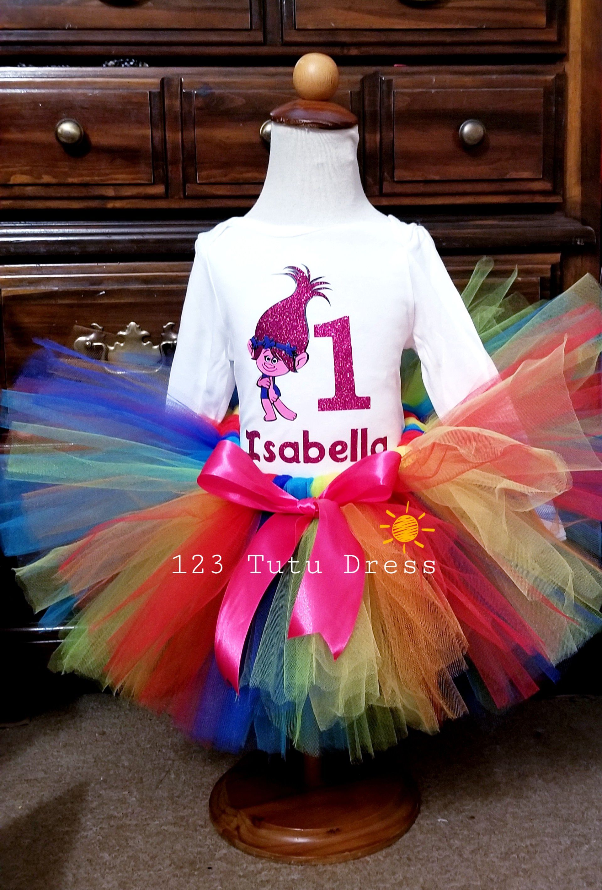 Colorful Troll Birthday Tutu Outfit