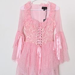 Cottage Core Pink Mini Dress