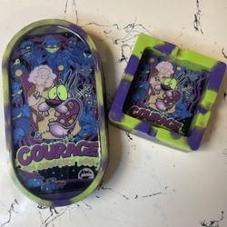 Courage Cartoon Ashtray & Tray Set - Nostalgic Cartoon Art