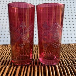 Vintage 60s Highball Glasses Tumblers Hand Blown Cocktail Mid-Century