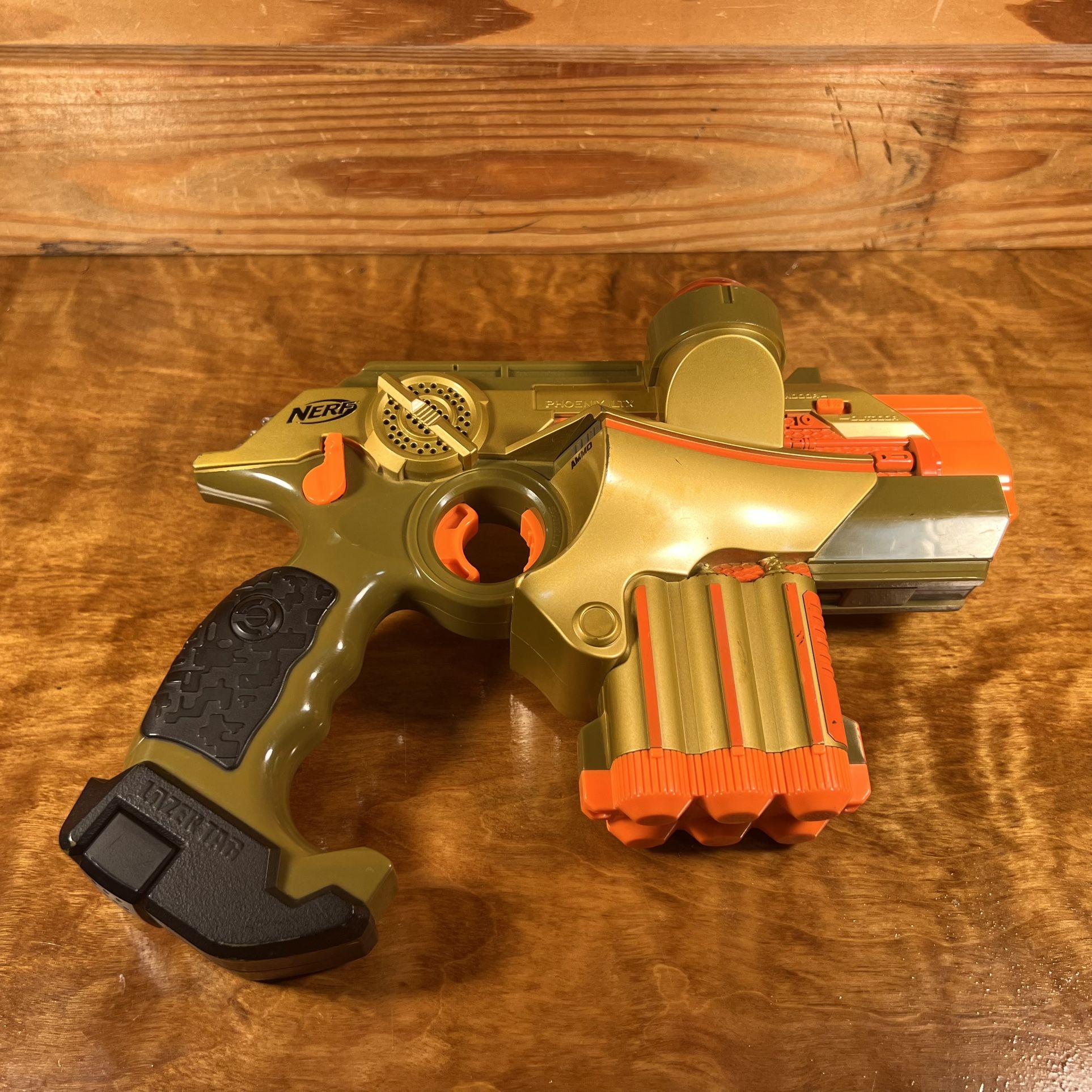 Nerf Tiger Electronics Lazer Tag Phoenix LTX Blaster Gun Gold Tested!!!