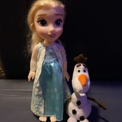 Disney Elsa Doll and Plush Olaf $10