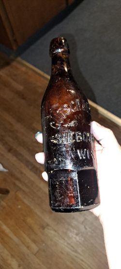 Antique Beer Glass Bottle Dark Amber