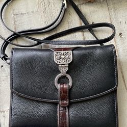 Brighton Nepal Organizer - Leather Crossbody -Black/Brown -Cleaned & Conditioned