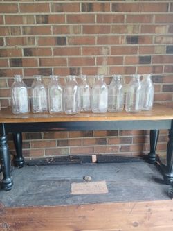 Old glass milk quart jars