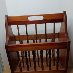 Vintage Hardwood Spindle Magazine Rack 