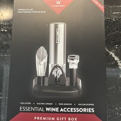 Premium Electric Wine Bottle Opener with Charging Base, Quality Italian Design, Electric Wine Opener Set, Corkscrew Opener, Display Charging Station, 