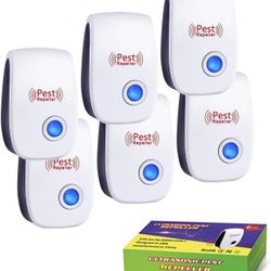 Ultrasonic Pest Repeller Indoor Plug-in, Electronic Rodent Repellent for Mice, Rats, Roaches, Ants, Spiders, Mosquitoes, and Insects, 6-Pack