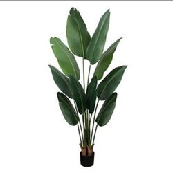 Artificial Bird of Paradise Plant 5 Ft Tall Fake Banana Leaf Plant for Indoors and Outdoors,Faux Palm Tree with Plastic Pot for Office and Home Decor