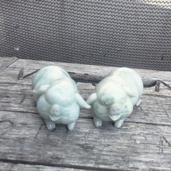 Pair Of Chinese Carved White Jade Pigs 3"