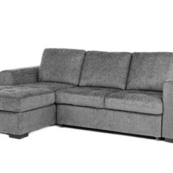 Claire Full Pullout Sofa Chaise in Green, Right Facing