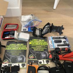 assorted camera equipment