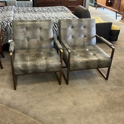Pair Of Faux Snake Skin Chairs