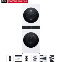 LG  WKHC152HWA 24 Inch Smart Electric Wash Tower with 2.4 cu. ft. Washer Capacity, 4.2 cu. ft. Dryer Capacity, 6 Wash Cycles, 6 Dry Cycles, Energy Sta