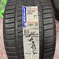 MICHELIN PILOT SPORT A/S 3 + 255/30ZR19 $90 NEW 255/30/19 HIGH PERFORMANCE 255/30zr/19 RACE TIRE 255/30R/19
