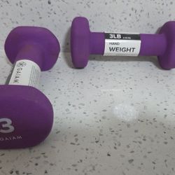 2x Dumbbells 3lb Each. Purple. New But Have Some Discoloration By Being In Storage