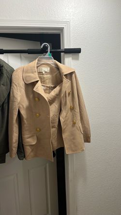 Cream Double-Breasted Wool Blend Jacket